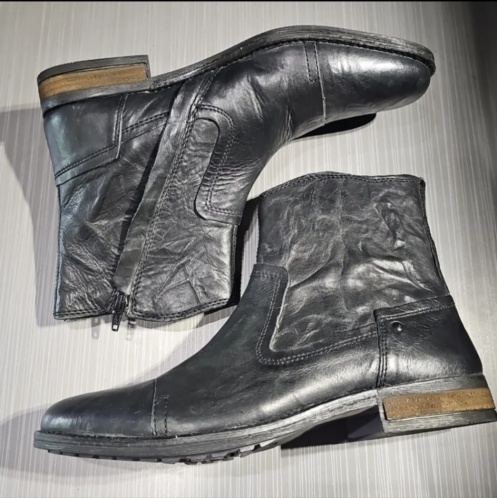 FRANCO FORTINI City 352046 Black Leather Ankle Chelsea Zipper Boots Men's 9 NWOT